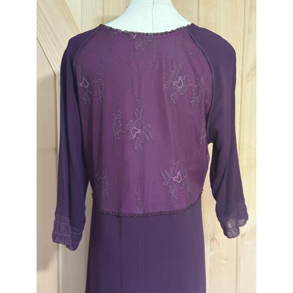 Vintage Nooshin Femme 90s Purple Long Sleeve Lace Dress | Size M - Picture 9 of 15